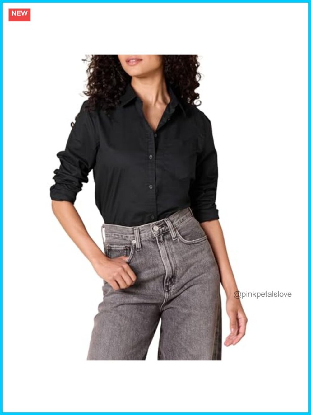 Women's Long-Sleeve Button-Down Cotton Poplin Shirt Regular Fit Business Casual